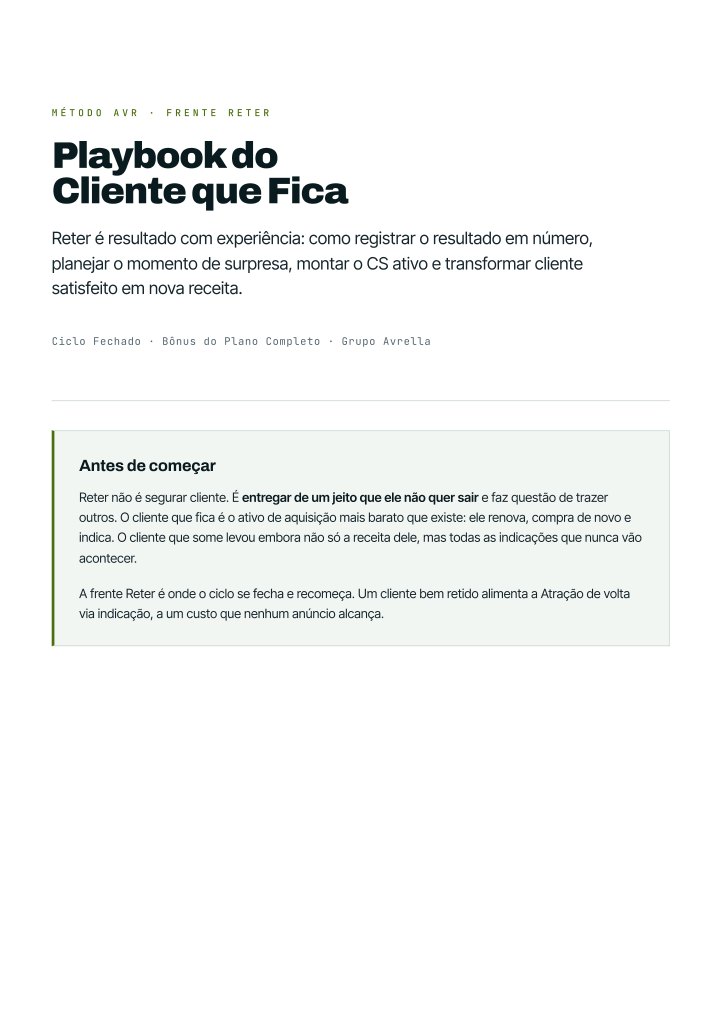 Capa do Playbook do Cliente que Fica